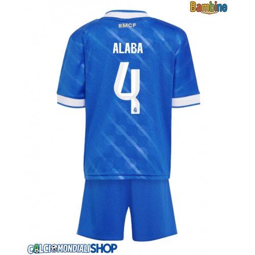 Maglie da calcio Real Madrid David Alaba #4 Terza Maglia Bambino 2025-26 Manica Corta + Pantaloni corti)